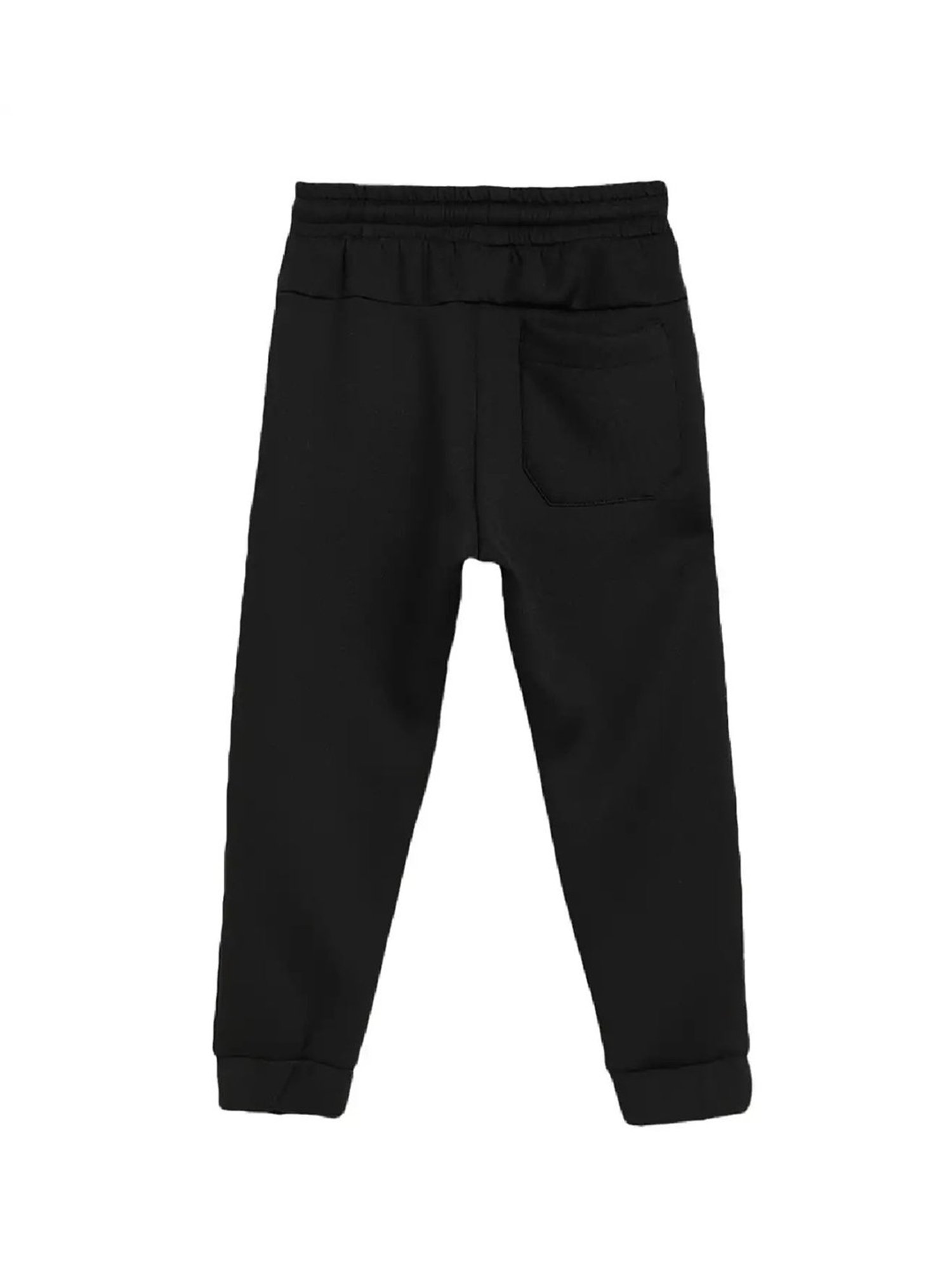 Blue Giraffe Boys Black Solid Trackpants
