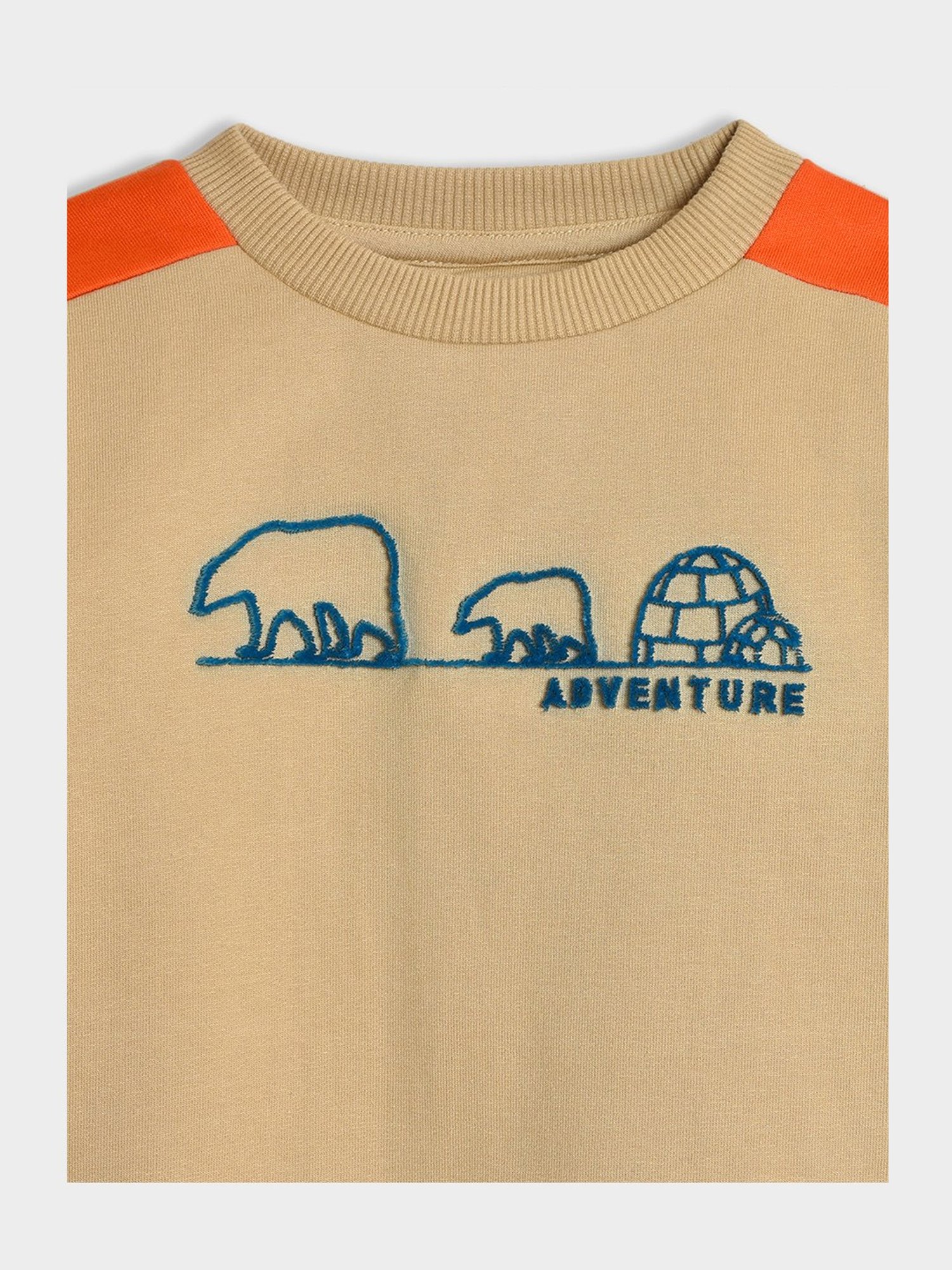 MiArcus Unisex Beige Color Block Full Sleeves Sweatshirt