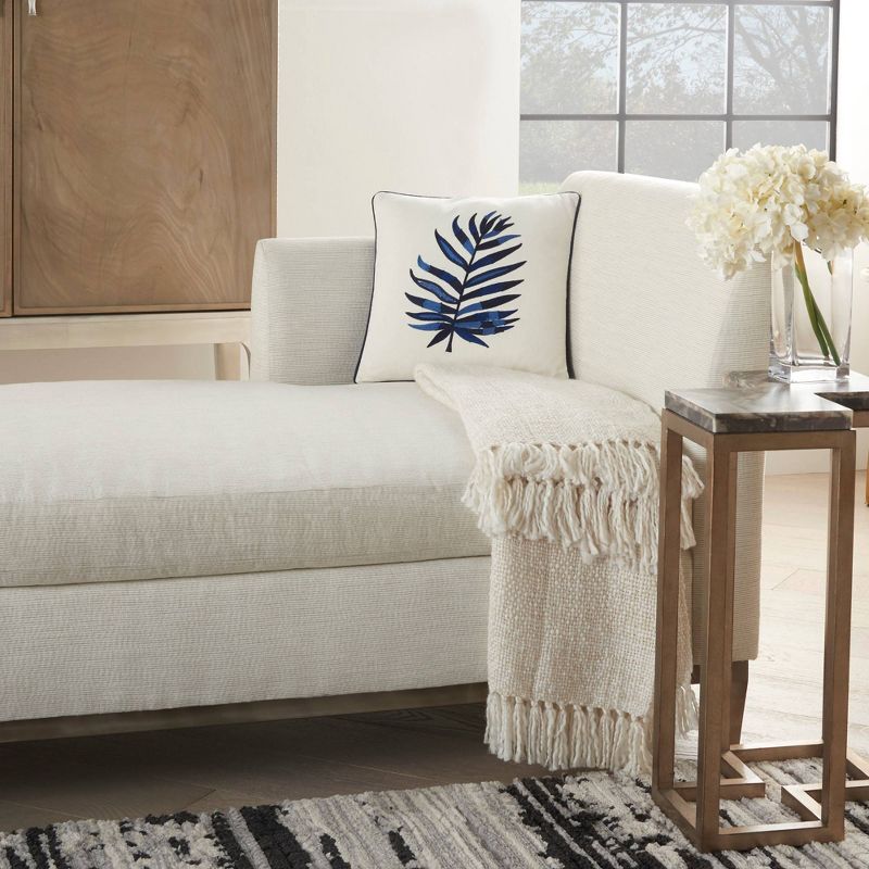 16"x16" Royal Palm Leaf Square Throw Pillow Blue - Mina Victory