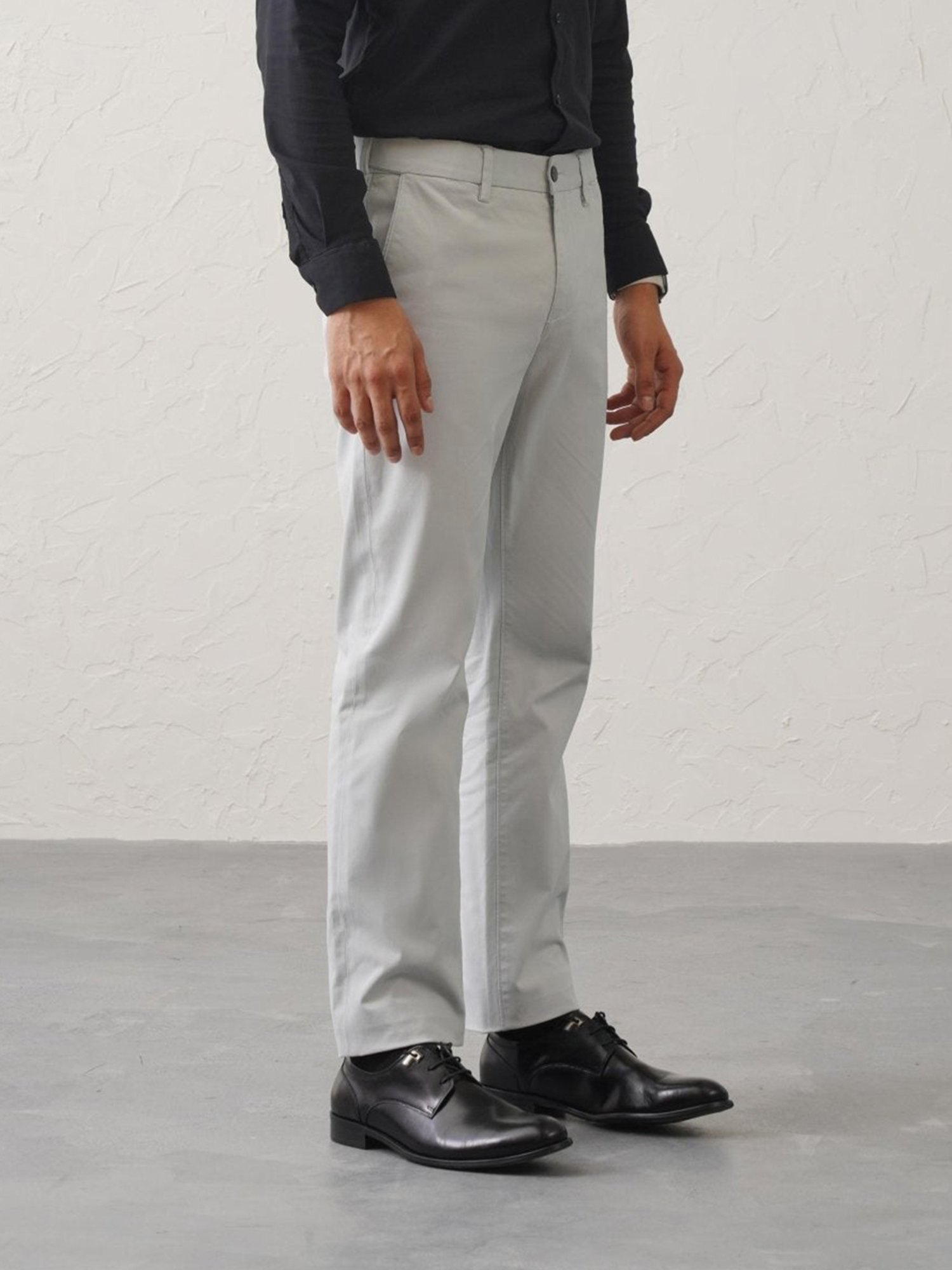 MinusOne Light Grey Regular Fit Chinos