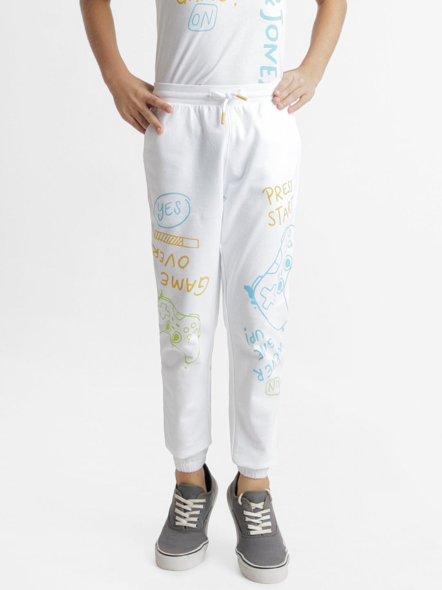 Jack & Jones Junior White Printed Trousers