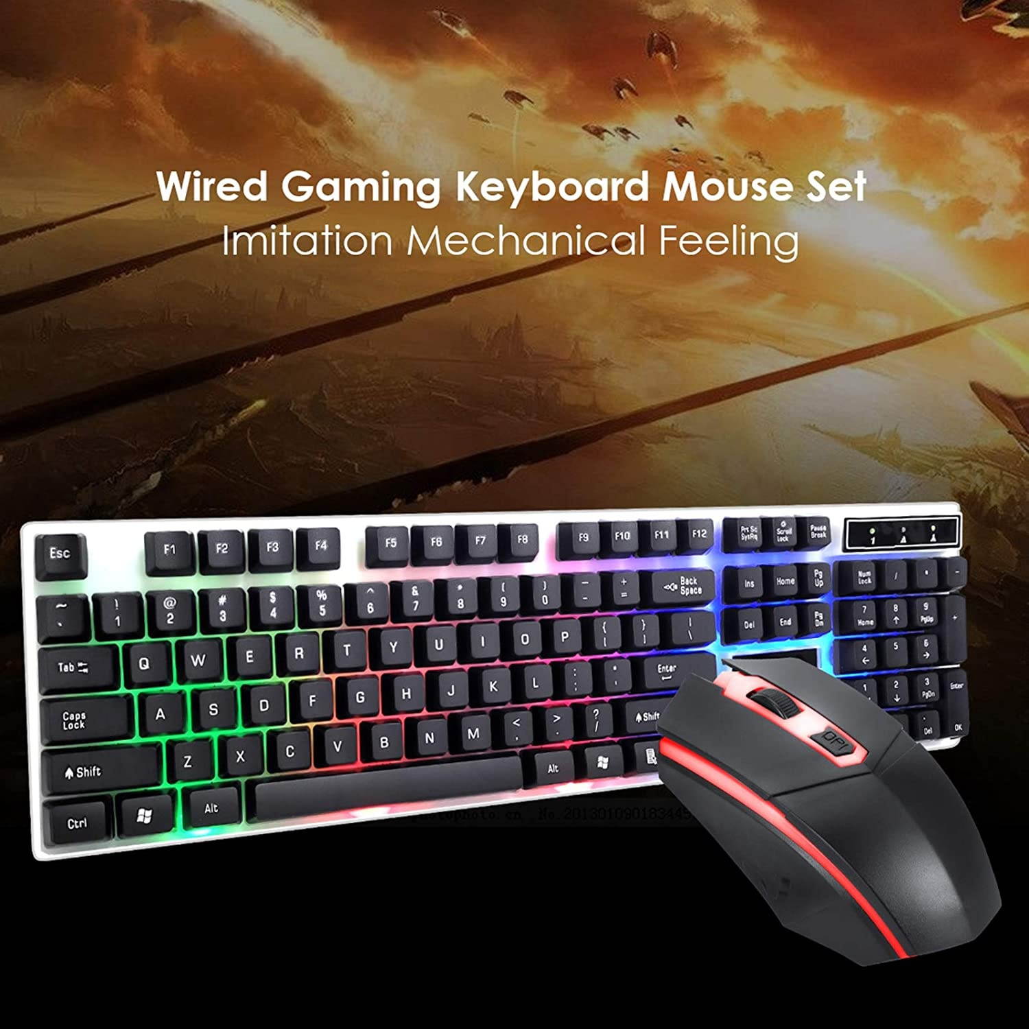 SOONHUA RGB Gaming Keyboard and Mouse Combo,104 Keys Backlit Computer Keyboard with Gaming Ergonomic Keyboard Mouse, USB Wired Set for PC Gamer Laptop Work