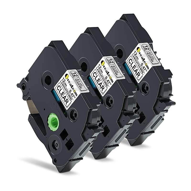 Compatible TZe Clear Label Tape Replacement for Brother Label Tape 12mm 047 TZe131 PTouch Black on Clear TZe Tape Use for Brother PTD210 PTH110 PTD400 PTD600 PT12803Pack