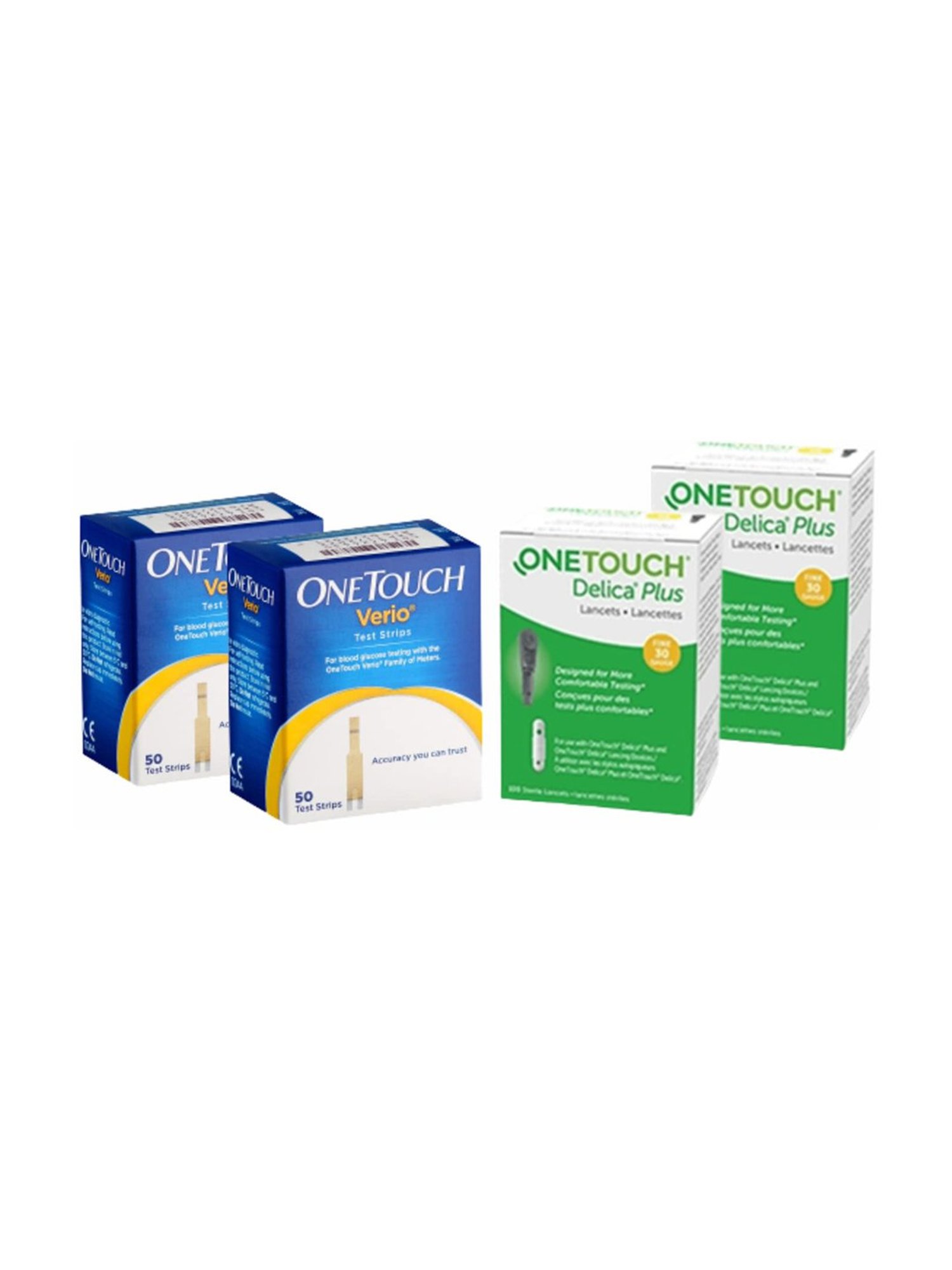 OneTouch Verio Test Strips | Pack of 100 Strips with 50 OneTouch Delica Plus Lancets