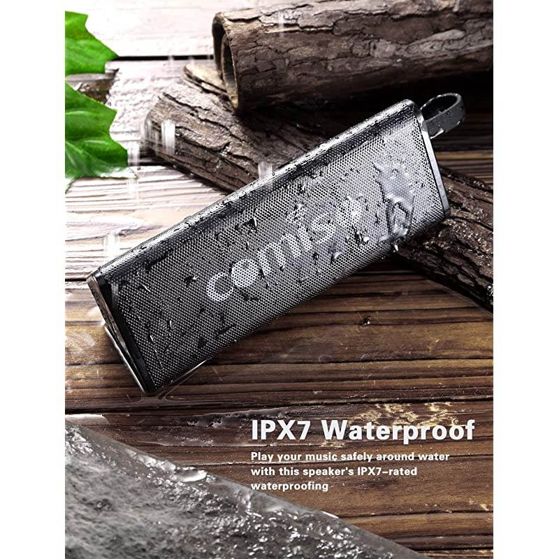 Bluetooth Speakers IPX7 Waterproof Wireless Portable Speaker Loud Crystal Clear Stereo Sound Rich Bass 20 Hour Playtime DualDriver Builtin Mic for Party Travel Outdoor Backyard Black