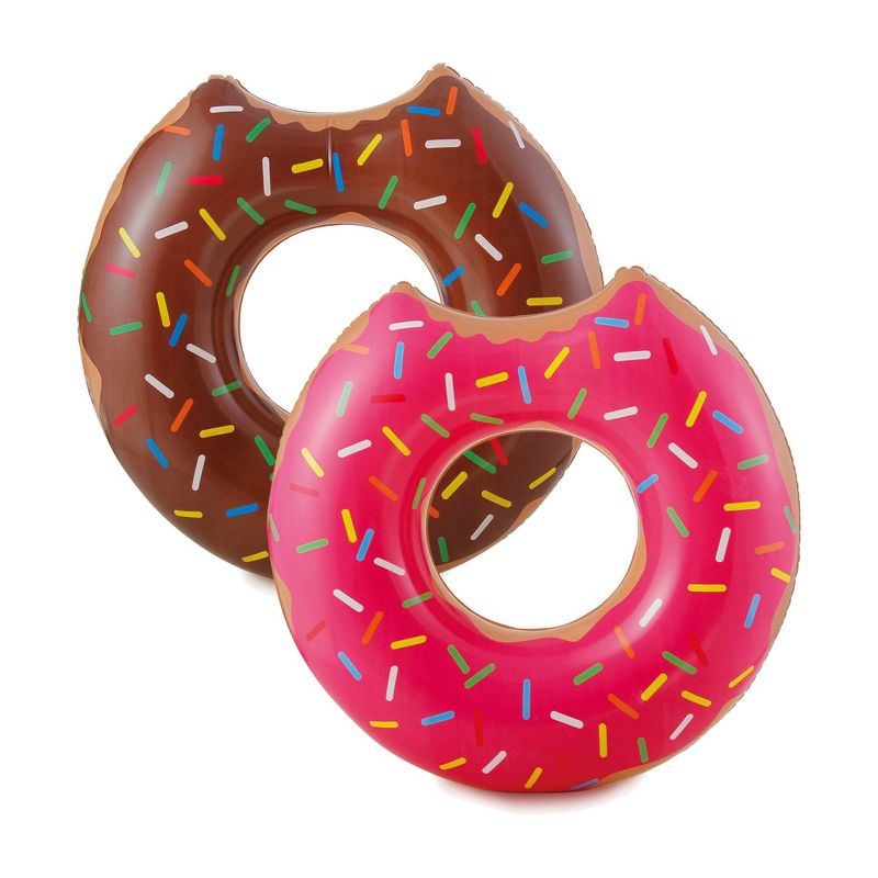 4 Summer Waves Chocolate or Strawberry Pink Donut Inflatable Swimming Pool Float