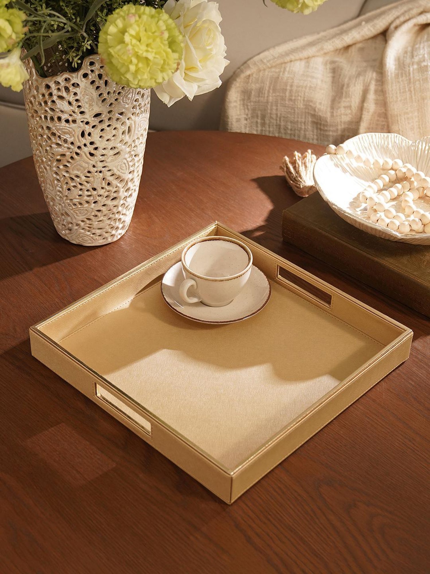 Pure Home and Living Gold MDF Solid Serving Trays