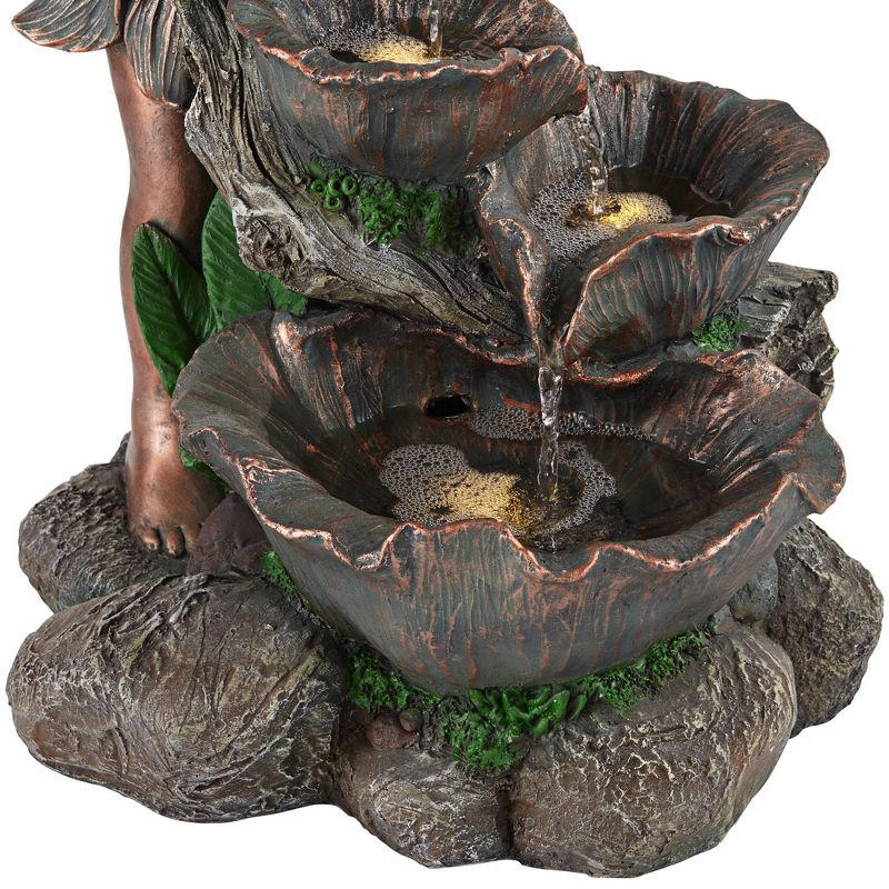 John Timberland Outdoor Cascading Water Fountain with Light LED 24" High Fairy for Garden Patio Yard Deck Home Lawn Porch House