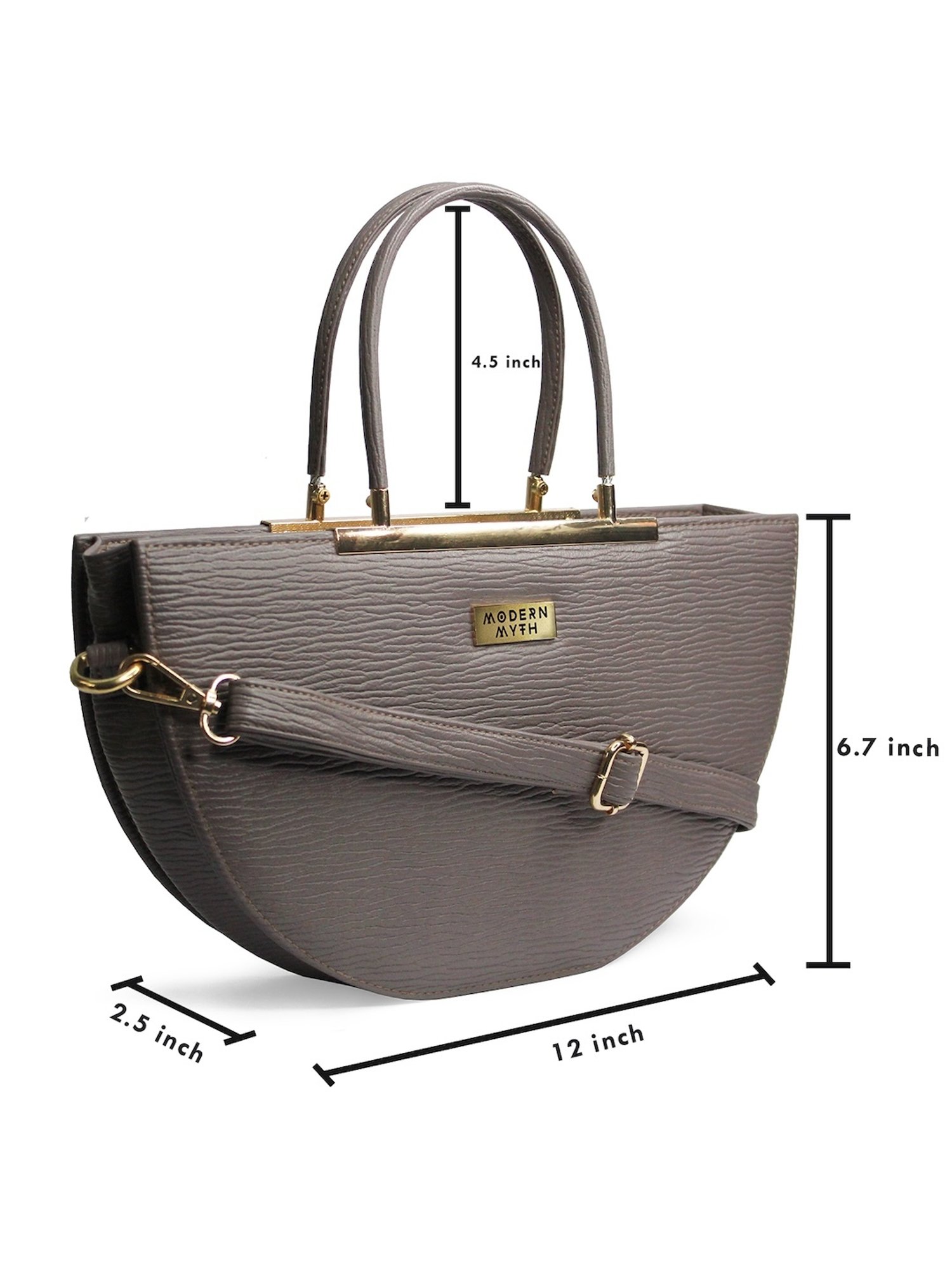 Modern Myth Grey Textured Medium Satchel Handbag