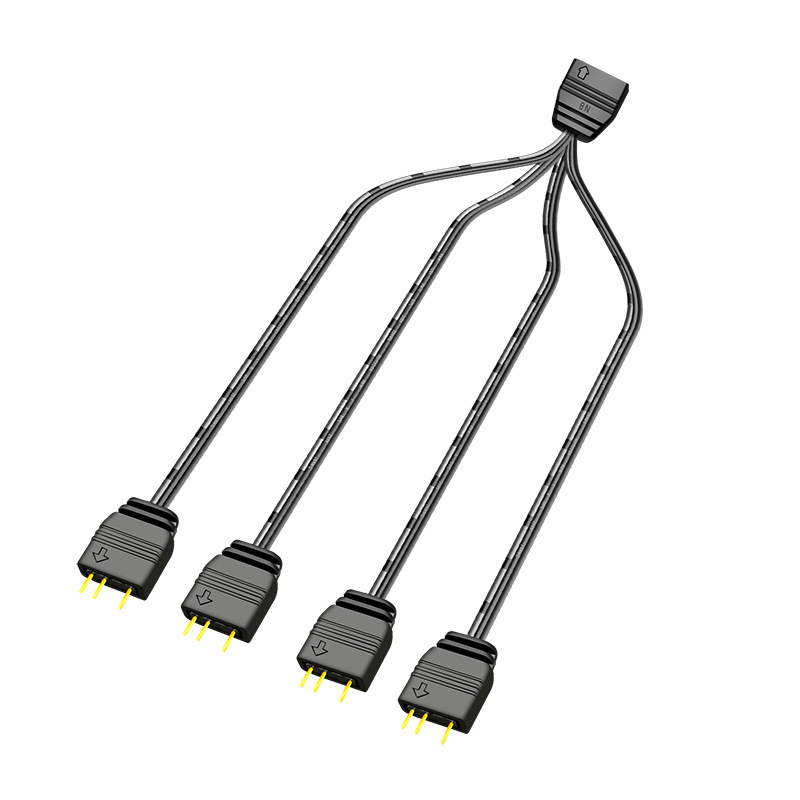 Micro Connectors 30cm Addressable RGB (ARGB) 1 to 4 Splitter Cable with/5 Male Pins (F04-04ARGB-30)