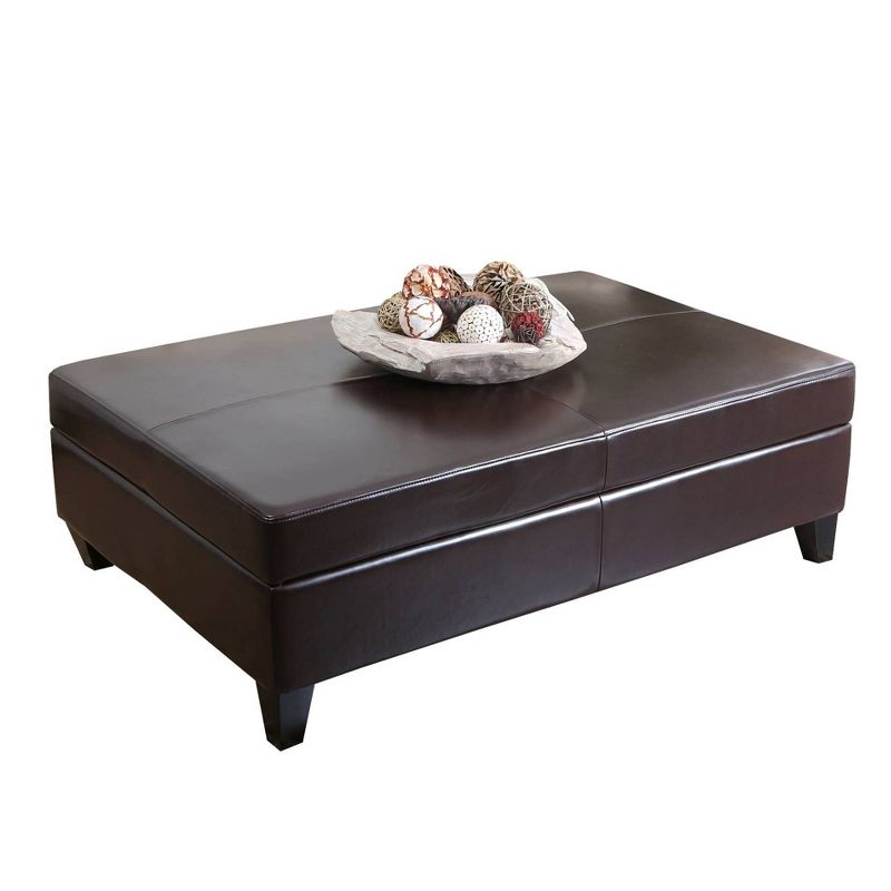 Dylan Bonded Leather Flip-Top Storage Ottoman Brown - Abbyson Living