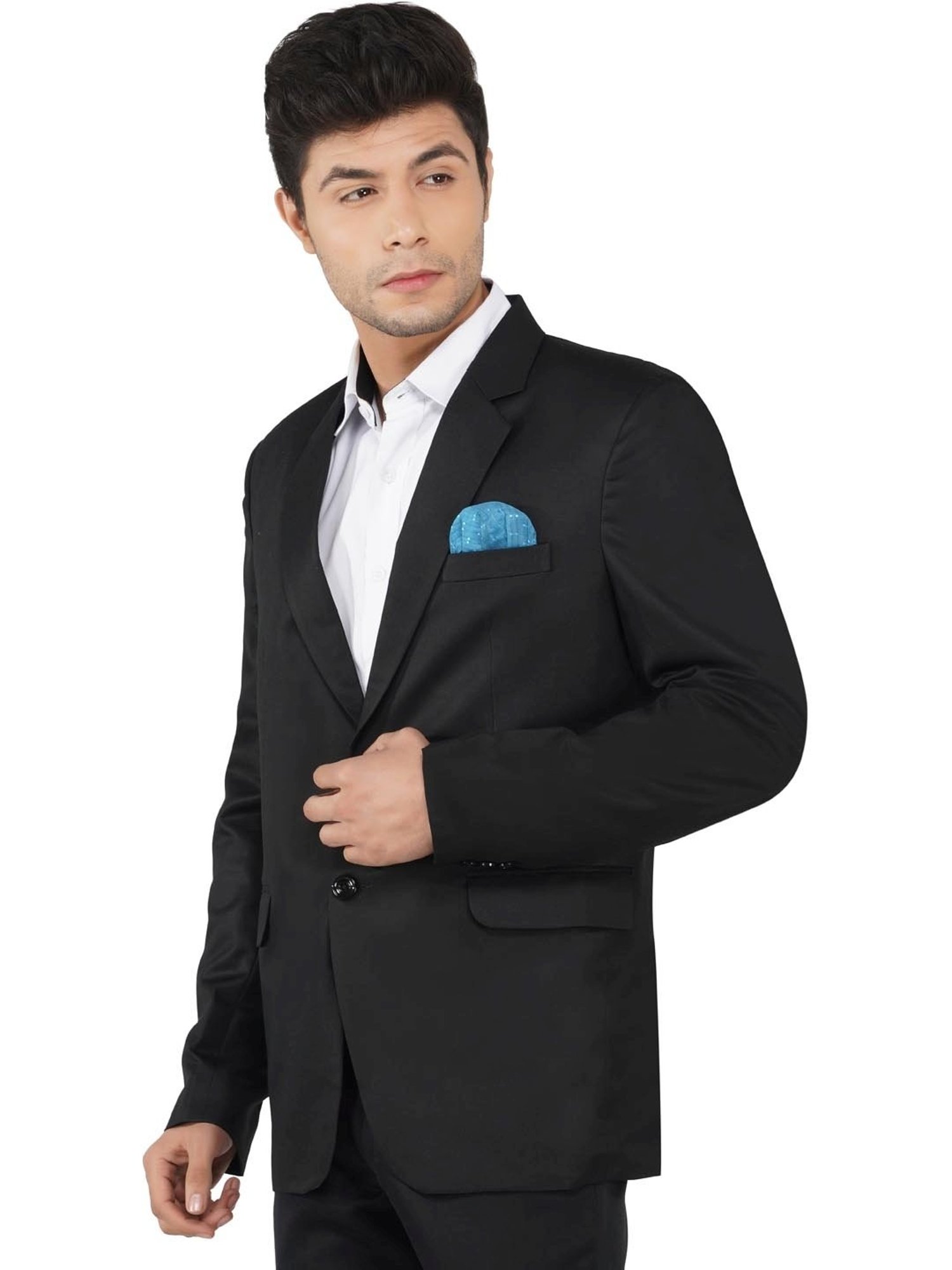 TAHVO Black Cotton Regular Fit Blazer