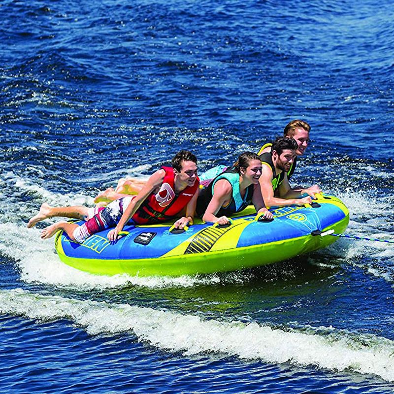 O'Brien 2211507 X-Scream Deck Series Inflatable 4 Person 96-Inch Water Sports Towable Tube for Boating with Quick Connect Tow Hook