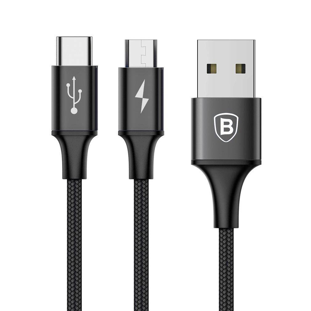Baseus Rapid Series Micro USB Type-C 2-in-1 Charge Data Cable 1.2M for Android