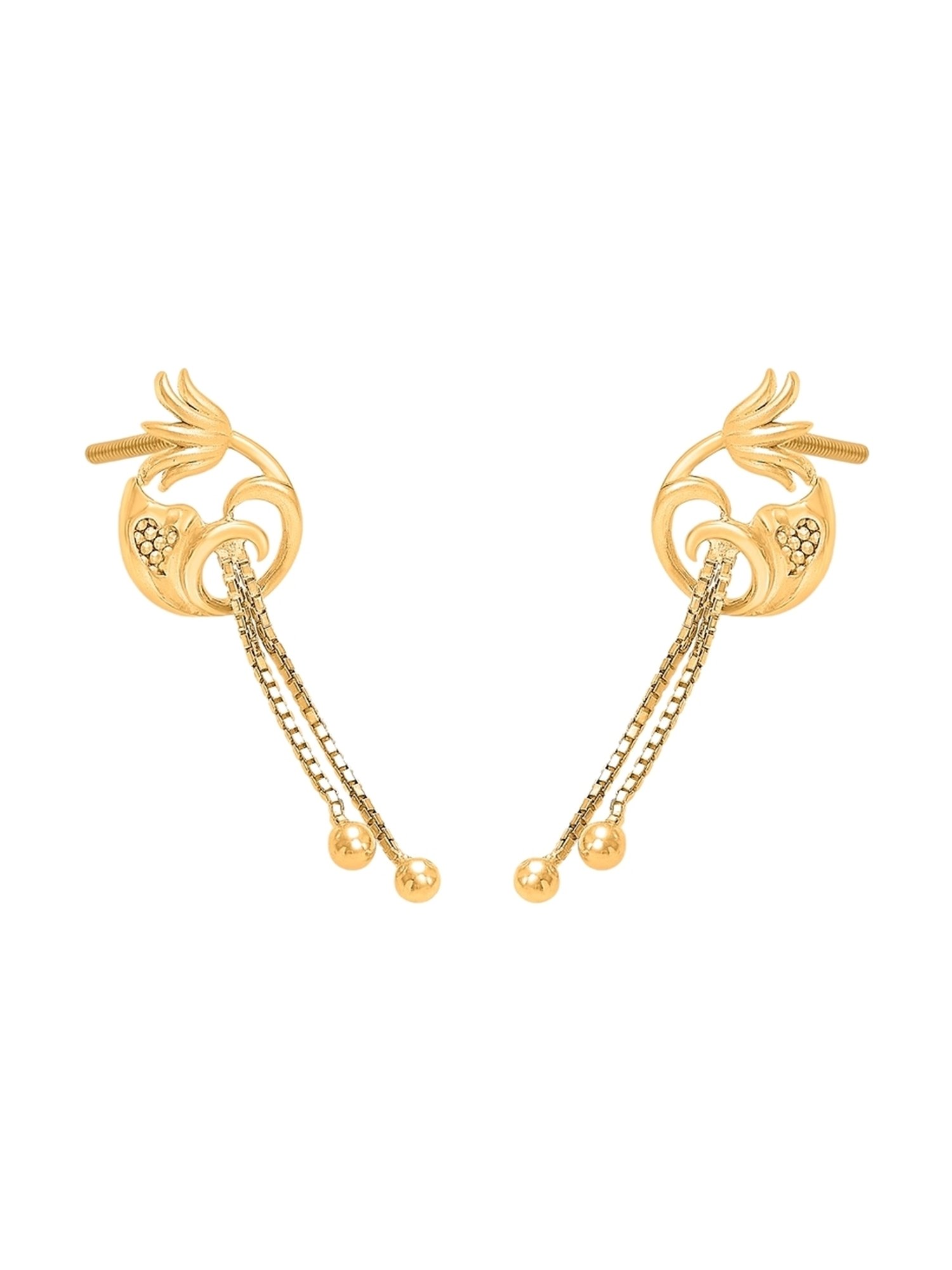 P.N.Gadgil Jewellers 22 Karat (916) BSI Hallmarked Yellow Gold Golden Flora DanglerEarring For Woman