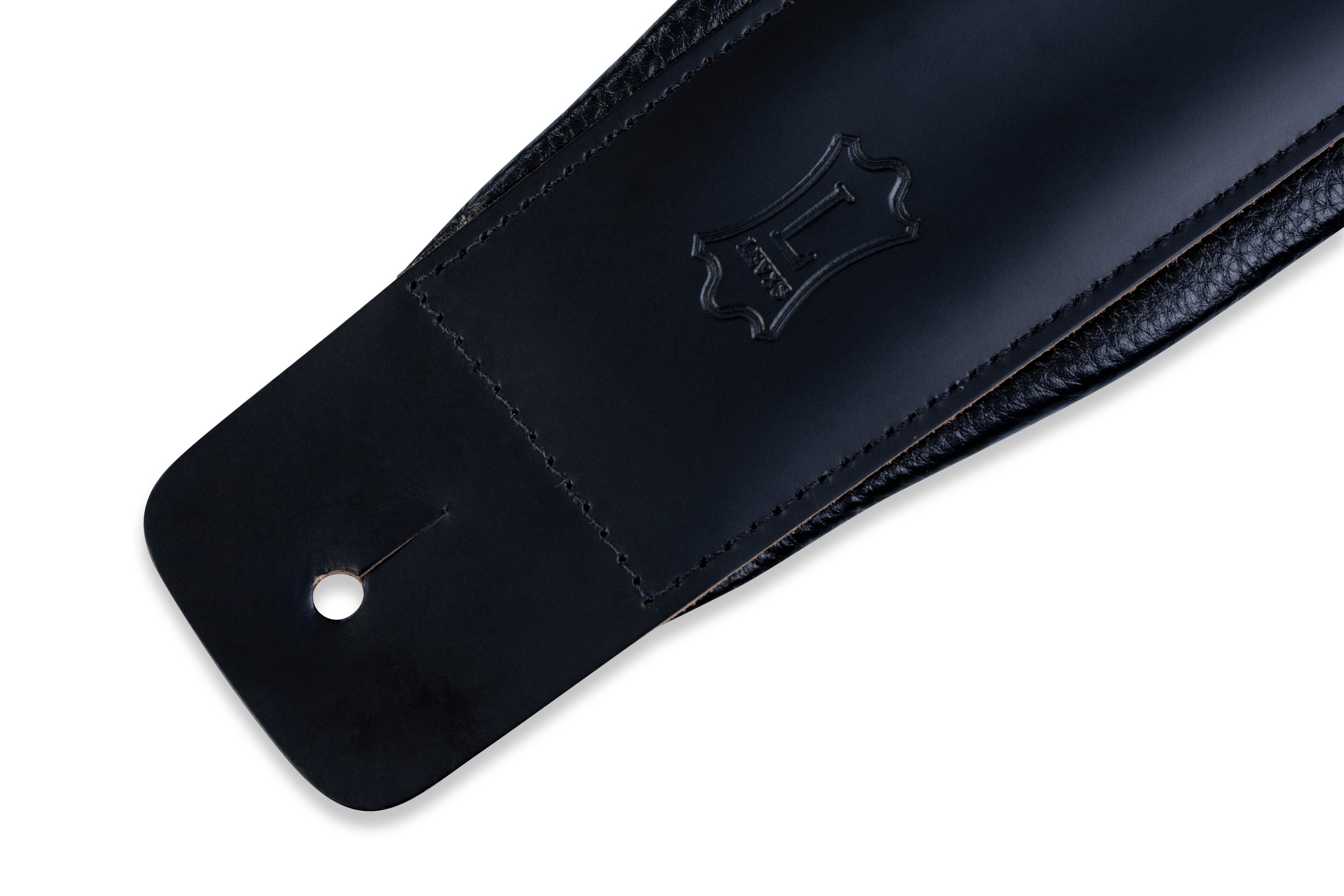 Levy's 2.5" Foam Padded Leather Guitar Strap, Black