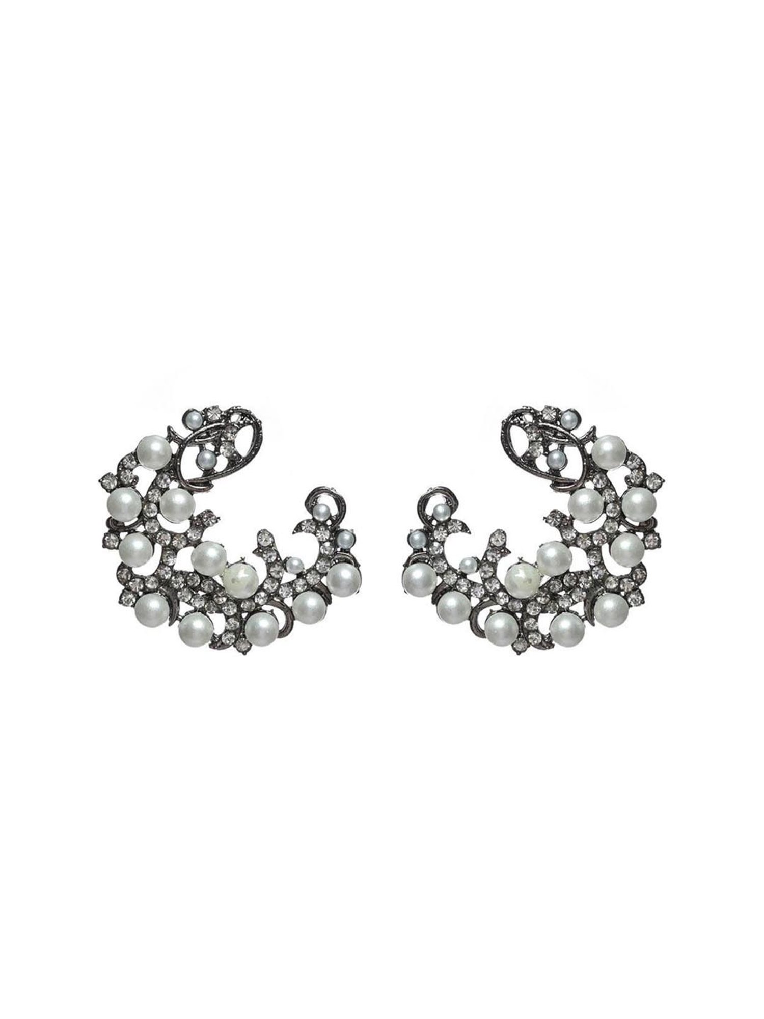 Priyaasi Pearl White Stud & Drop Earrings - Set of 2