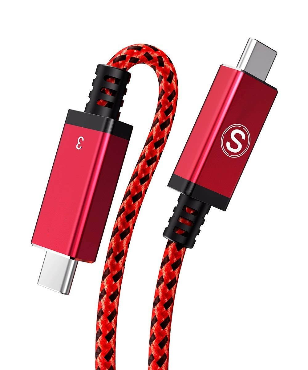 Thunderbolt 3 Cable (USB-C to USB-C)sweguard 40Gbps Data Transfer/ 100W Charging/ 5K@60Hz Compatible for USB 3.1 Gen 1 and 2 MacBook Dell Alienware 17 ChromebookHub and Type-C Devices 3.3ft red