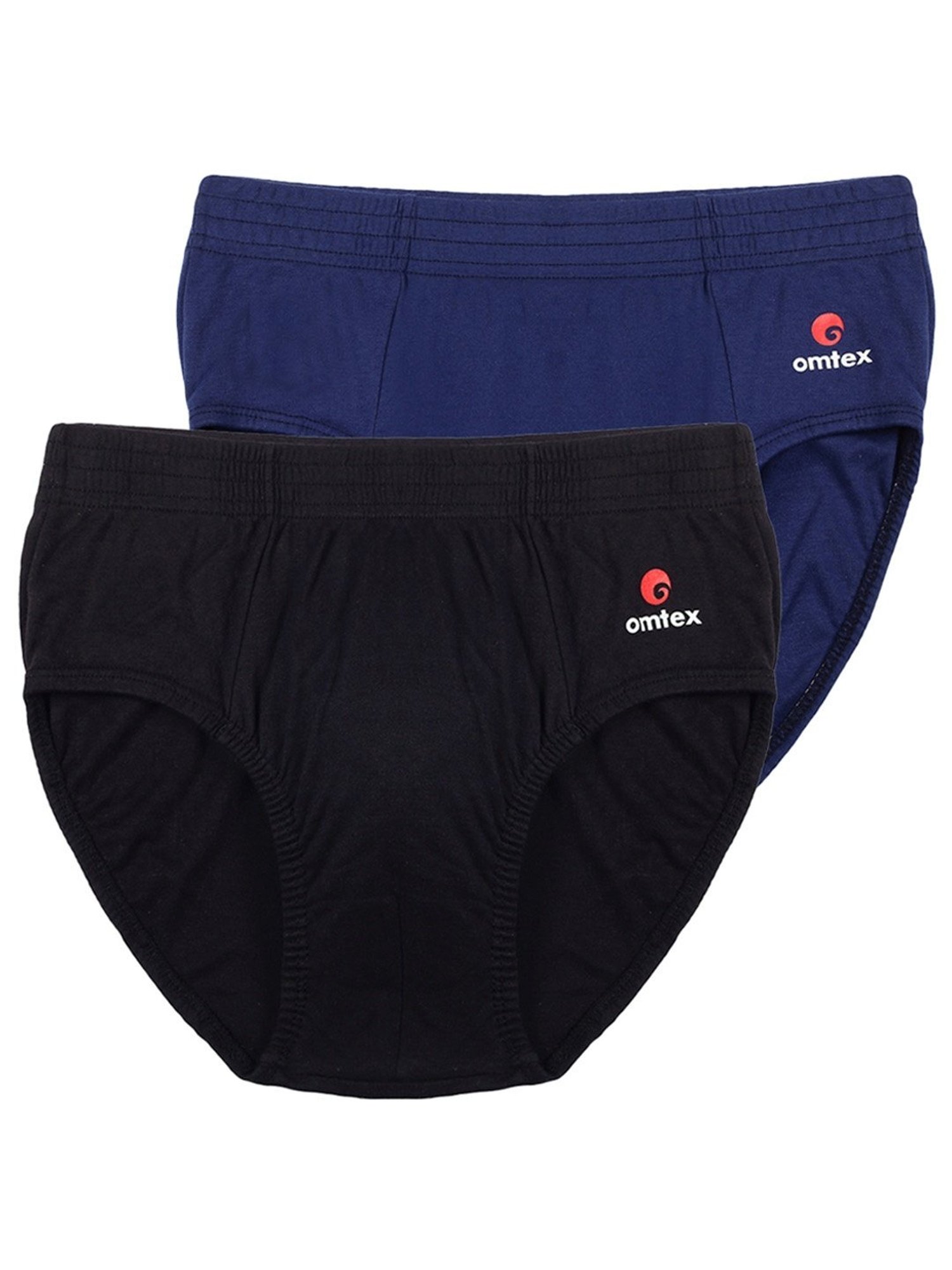 Omtex Men's Sports Cricket Special Brief Pack of 2 (Black & Navy) Size - XL