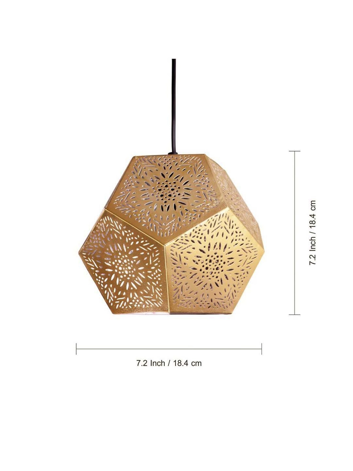 ExclusiveLane 'Moroccan Geometry' Matte Gold Iron Hand-Etched Pendant Lamp - Set of 1