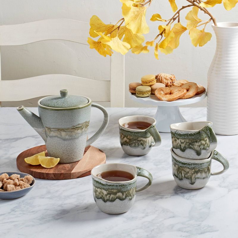 5pc Stoneware Jade Tea Set - Tabletops Gallery