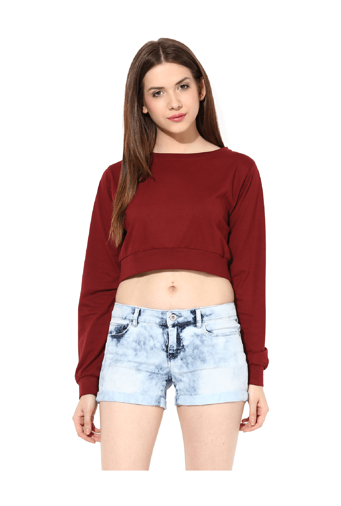 Miss Chase Maroon Cotton Crop Top