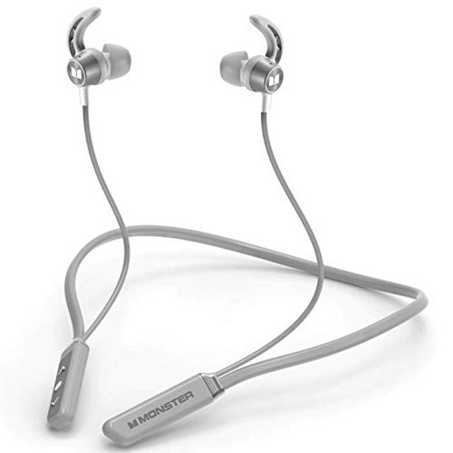 Monster Wireless Earbuds iSport Solitaire Lite Bluetooth Headphones V5.0 HiFi Stereo Sport Earphones 10 Hrs Playtime with Micophone IPX5 Water Resistance for Workout, Running, Gym - Grey