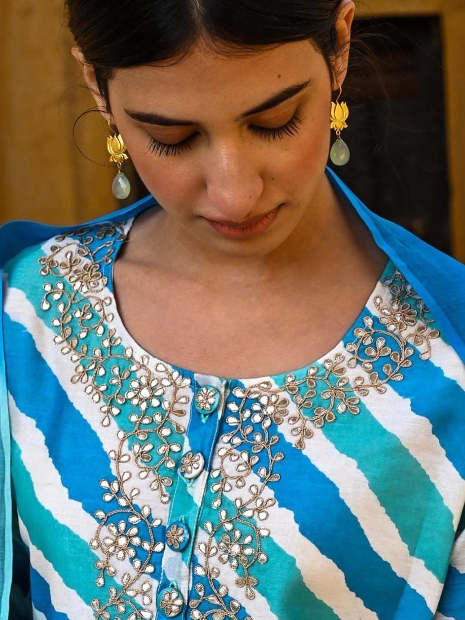 Kameez by Pooja Blue Jashn Salvia Kurta with Pant and Dupatta