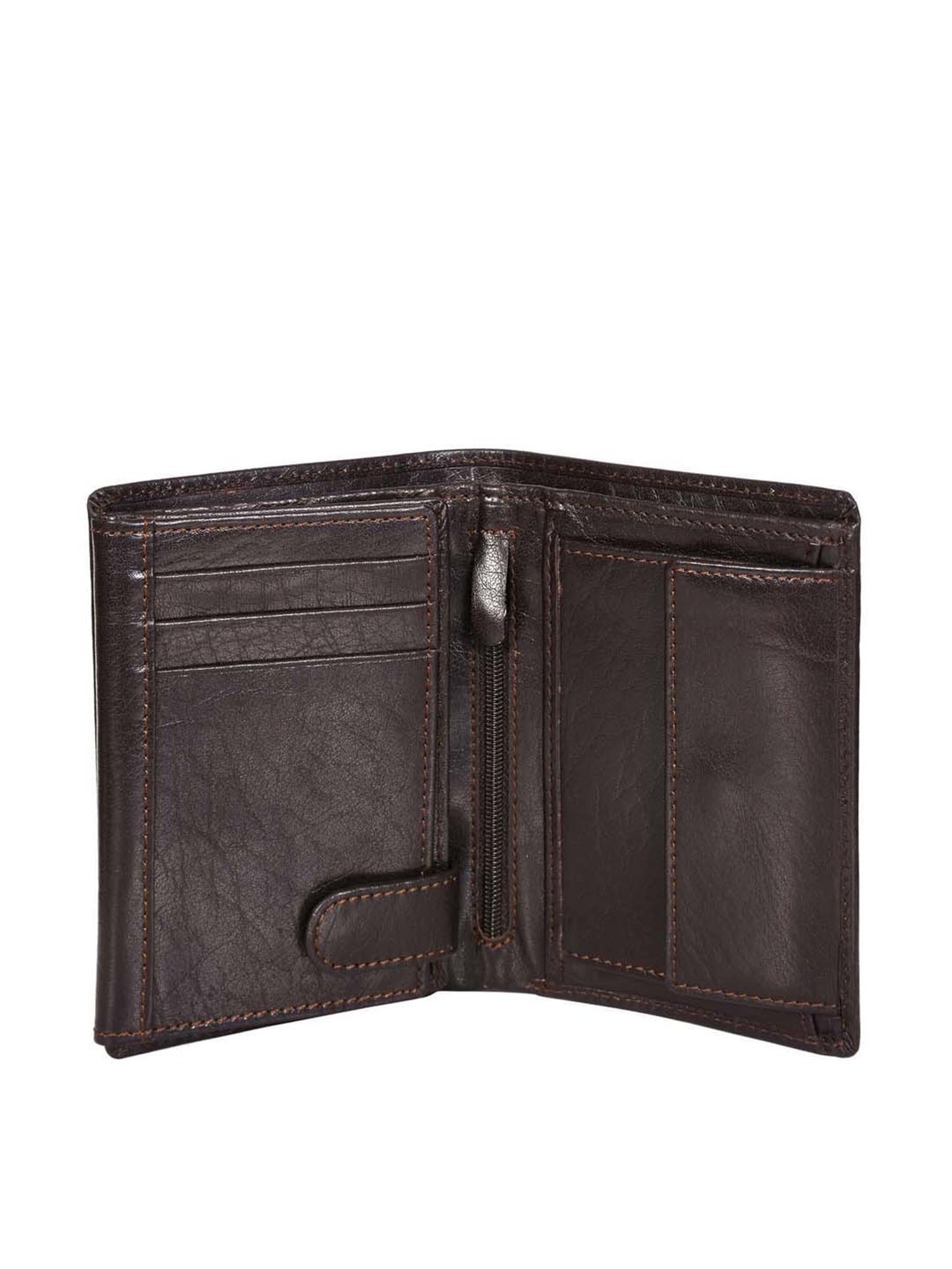 SASSORA Brown Casual Leather Rfid Bi-Fold Wallet for Men