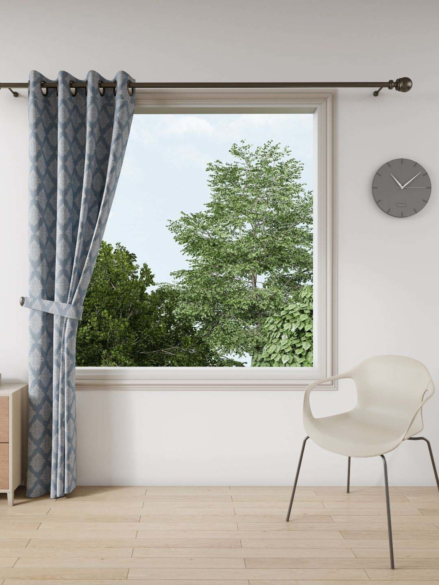 Ddecor Live Beautiful Blue Polyester 5 ft Window Curtain