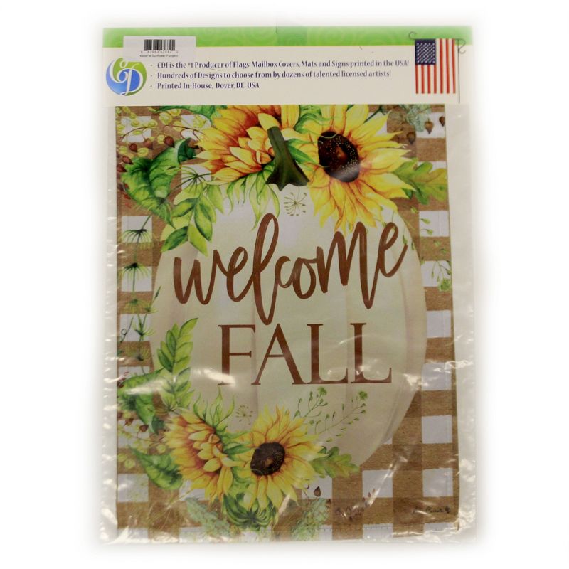 Home & Garden 18.0" Sunflower Pumpkin Flag Autumn Double Sided Custom Decor  -  Flags
