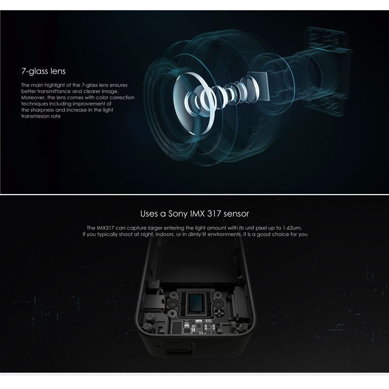 Xiaomi Mijia 4K 30fps Sports Action Camera 145 Degree Wide Angle Six-axis EIS with 2.4 inch Touch Screen, Black