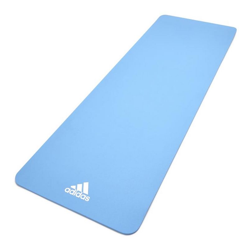 Adidas ADYG-10100GB Universal Exercise Roll Up Slip Resistant Fitness Pilates and Yoga Mat, 8mm Thick, Glow Blue