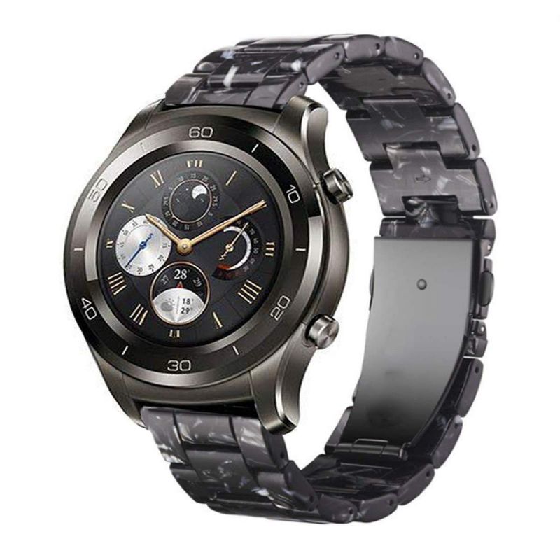 Omter Resin Band Compatible with Ticwatch Pro,Amazfit Stratos,Fossil Founder Gen 2 / Q Explorist Gen 3 / Q Explorist HR Gen 4, 22mm Women Men Fashion Bracelet Strap(Black)