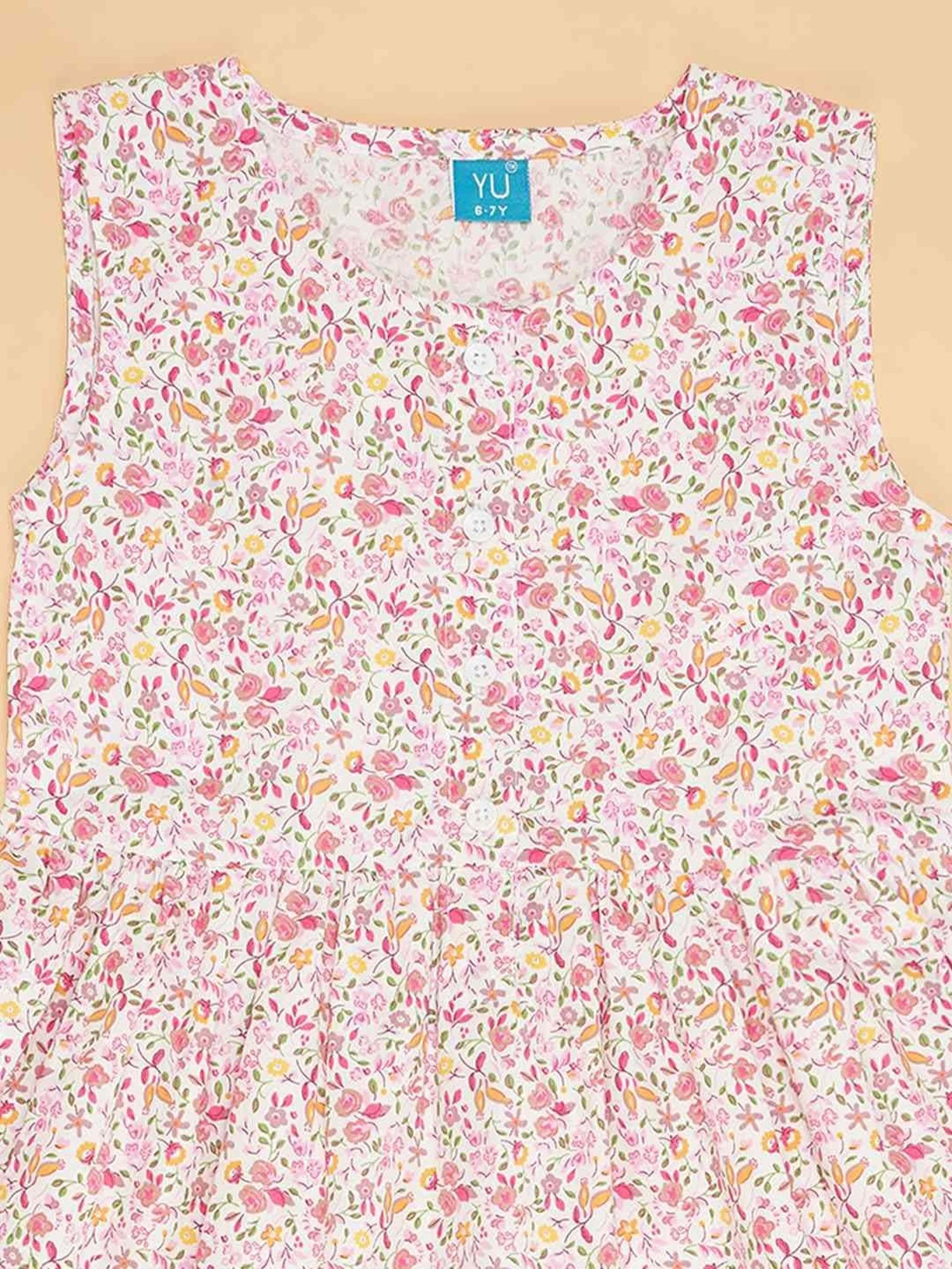 YU by Pantaloons Kids Pink Floral Print Dress