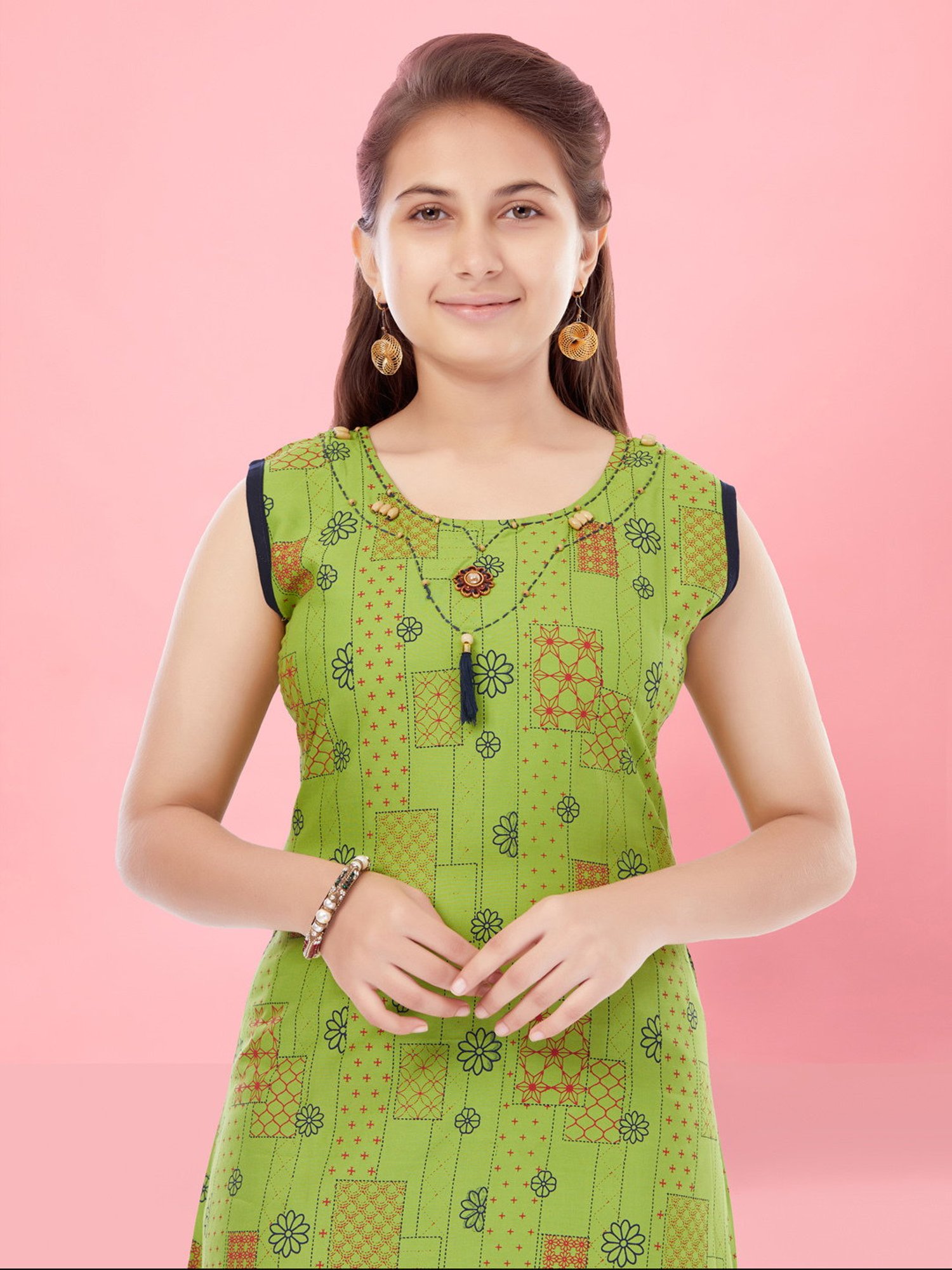 Aarika Kids Green Printed Kurta