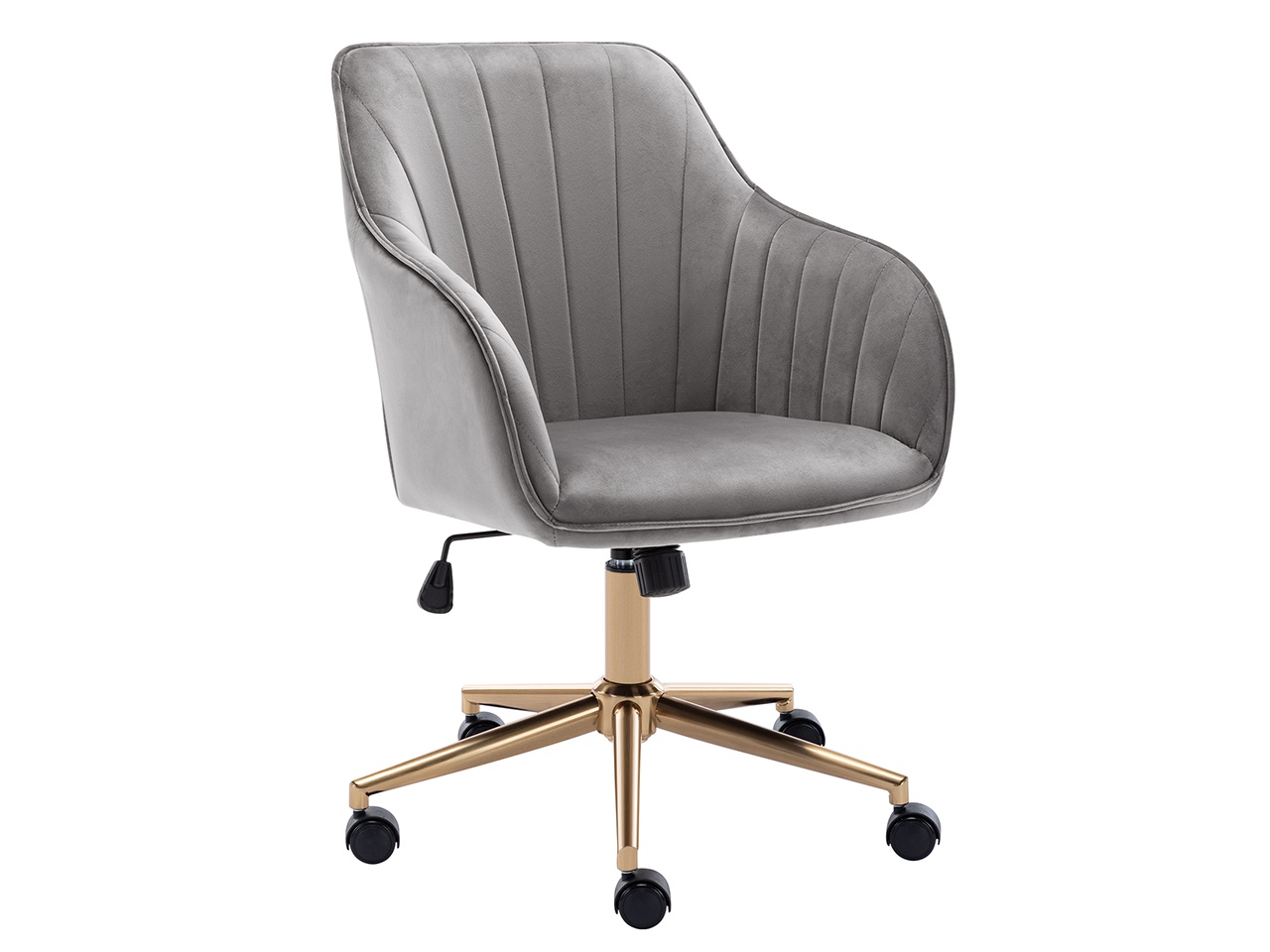 Swivel Height Adjustable Task Chair with Arms Velvet Upholstered Office Chair