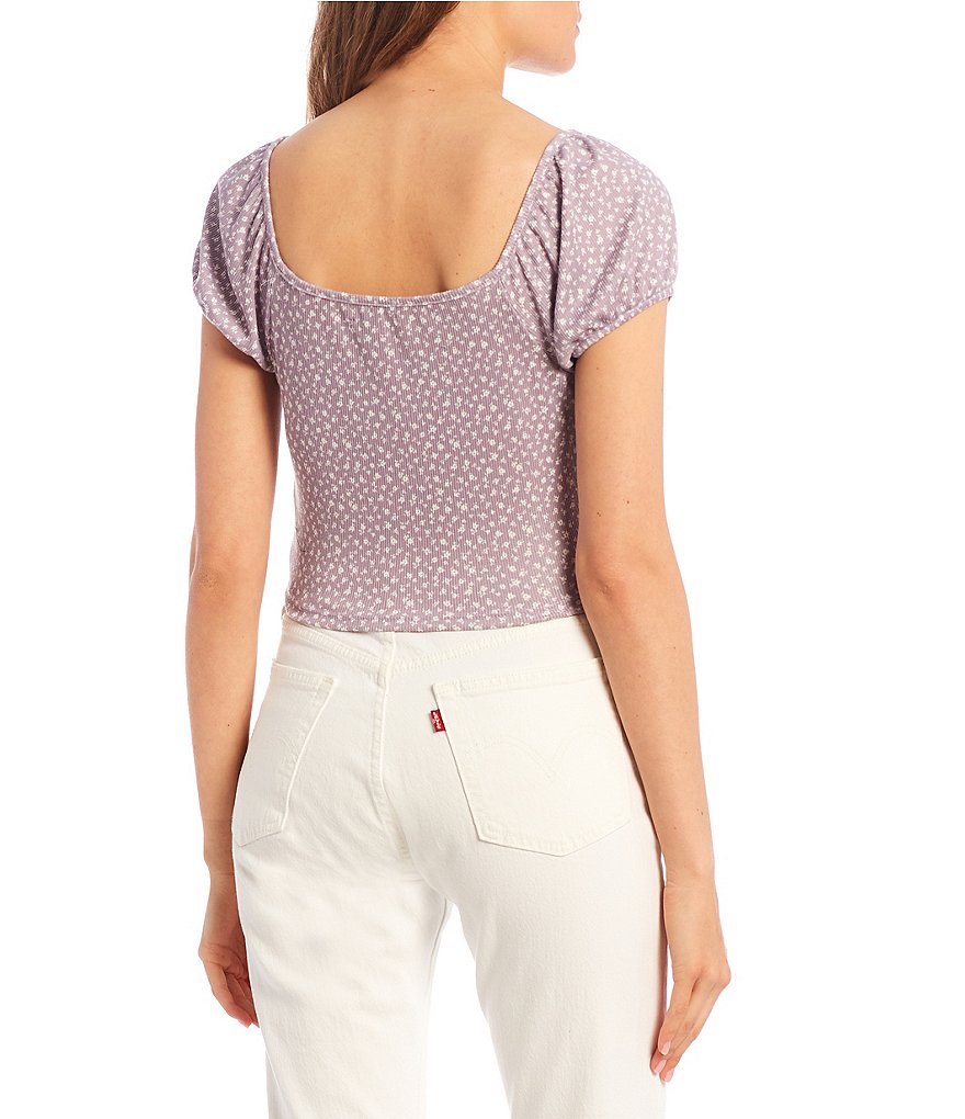 Originality Daisy Cap-Sleeve Cinched Front Top
