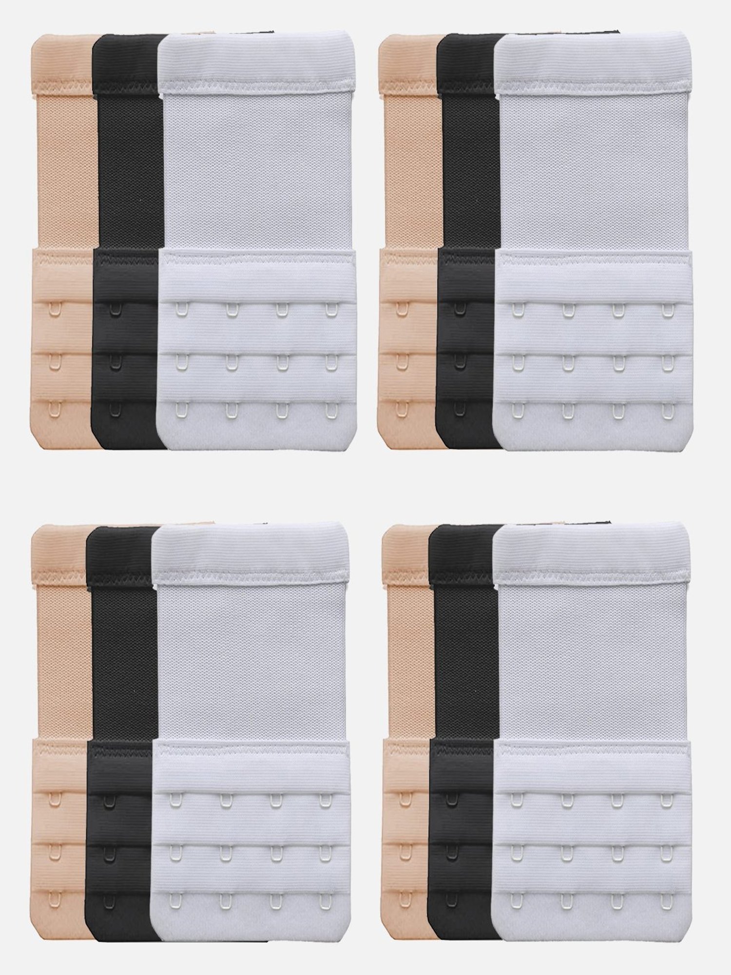 FIMS: Fashion is my Style White & Black Bra Extenders - Pack Of 12