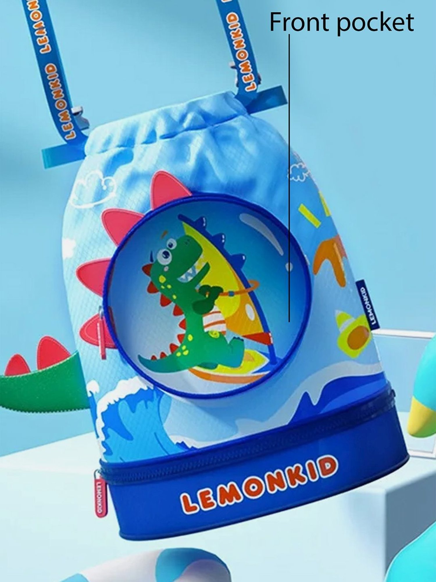 Little Surprise Box Blue Polyester Printed Swiming Backpack