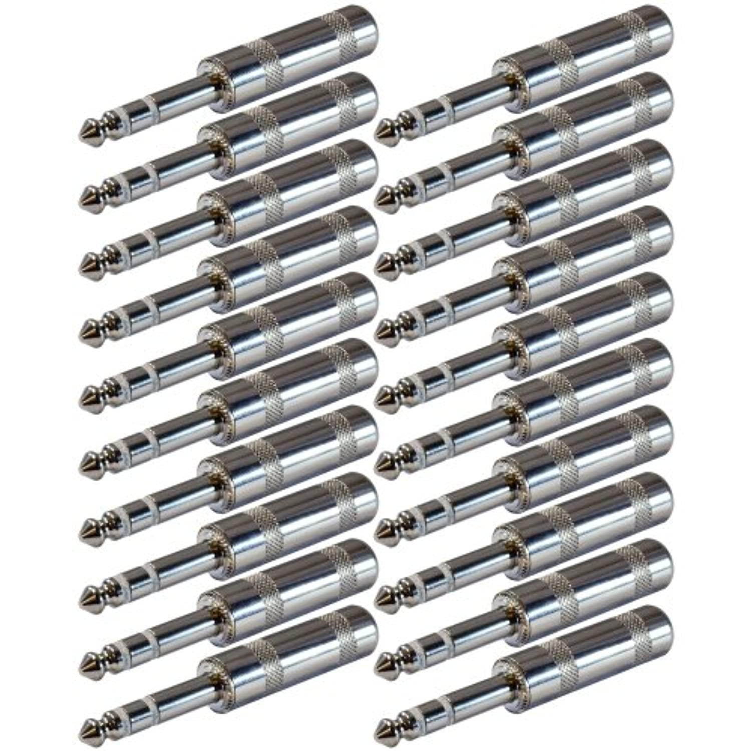 gls audio 1/4" plugs for patch cables, balanced cables, snakes  trs male stereo 1/4 inch phono 6.3mm phone plug bulk  20 pack