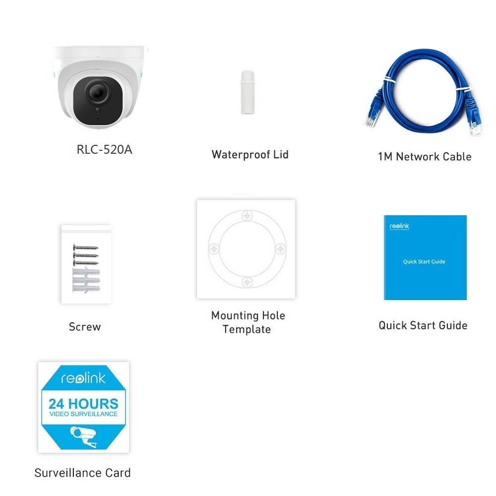 Reolink 5MP Outdoor PoE Security IP Camera Smart Human/Vehicle Detection Audio Work with Google Assistant Dome Camera RLC-520A