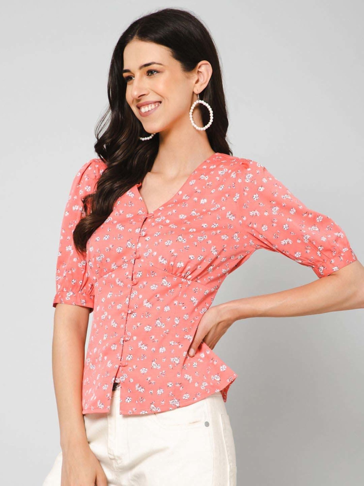 PURYS Pink Printed Top