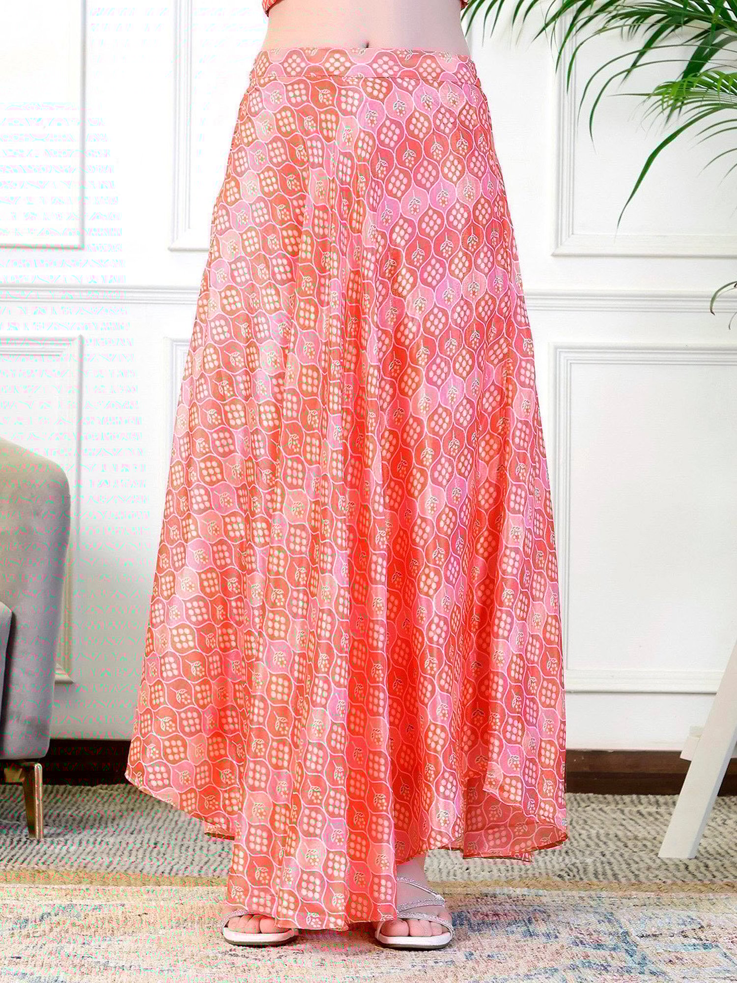 NEUDIS Peach Printed Maxi Skirt