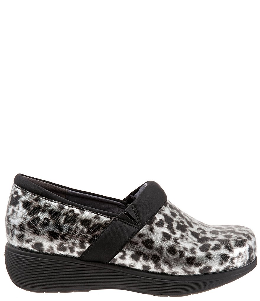 SoftWalk Meredith Sport Leopard Print Leather Slip-On Clogs