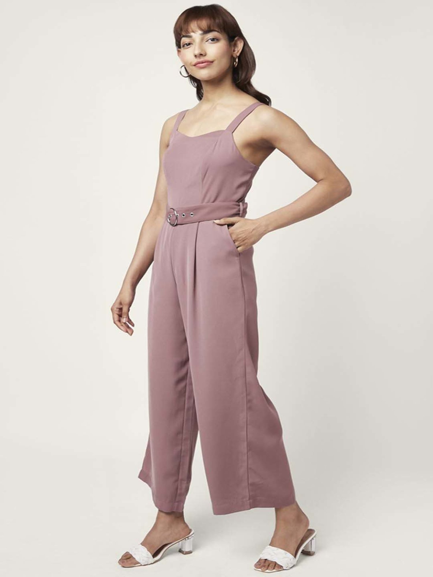 Honey by Pantaloons Brown Sleeveless Jumpsuit
