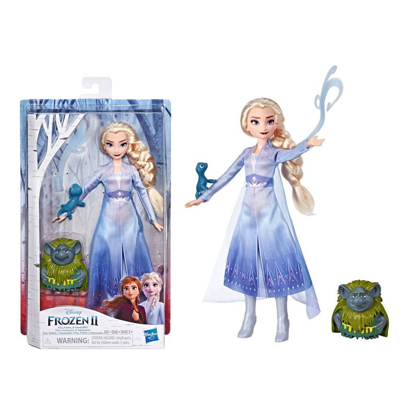 Disney Frozen 2 Elsa Fashion Doll In Travel Outfit With Pabbie and Salamander Figures