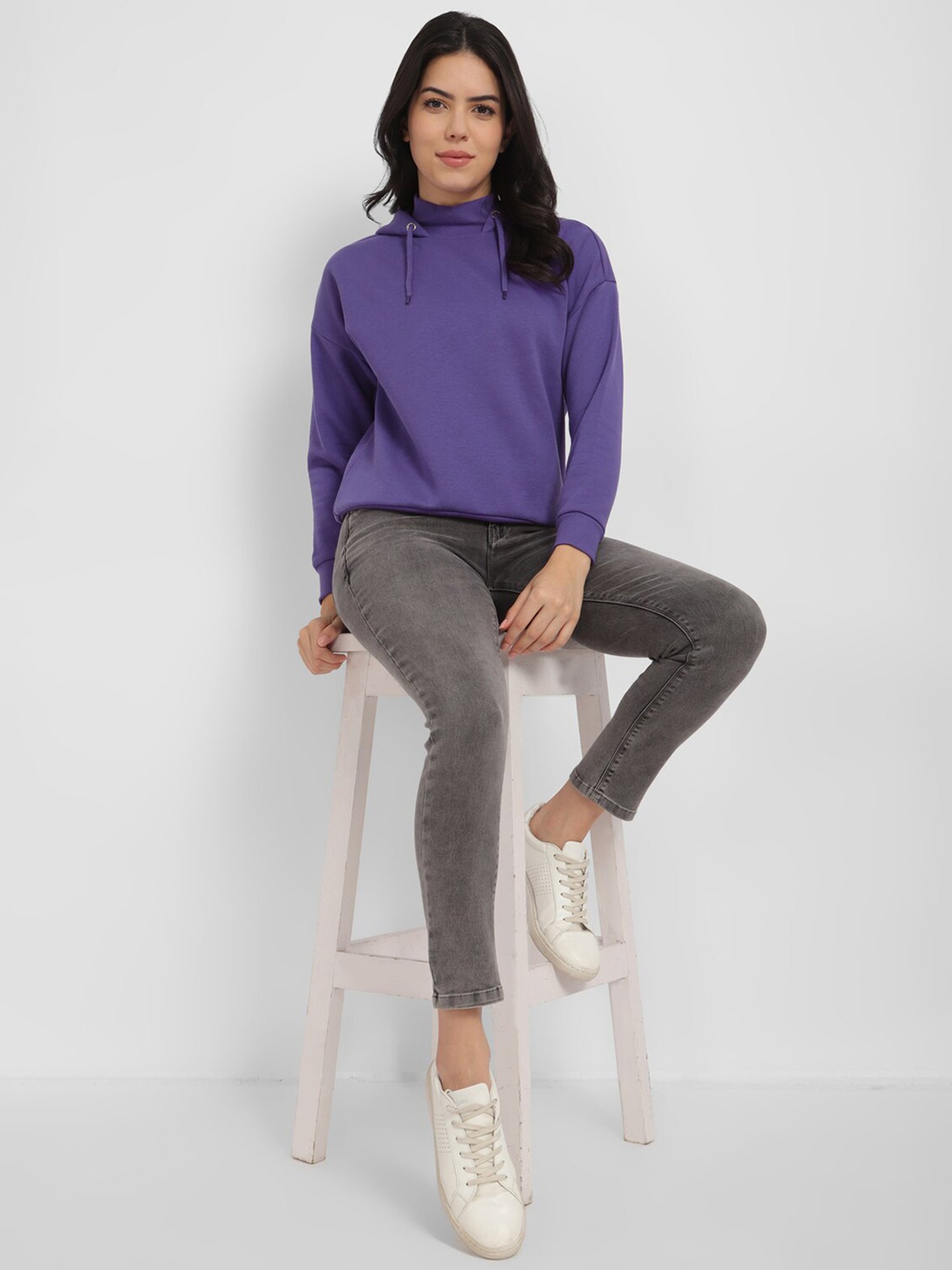 Allen Solly Purple Cotton Regular Fit Hoodie