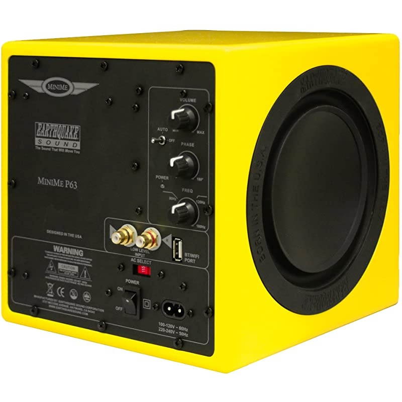 MiniMe-P63 Compact 6.5-inch Powered Subwoofer with Dual Passive Radiators, Yellow