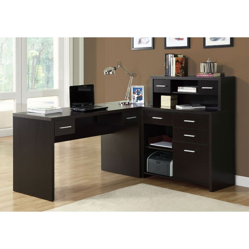 Monarch Specialties Left or Right Facing Corner Computer Desk Hutch, Cappuccino